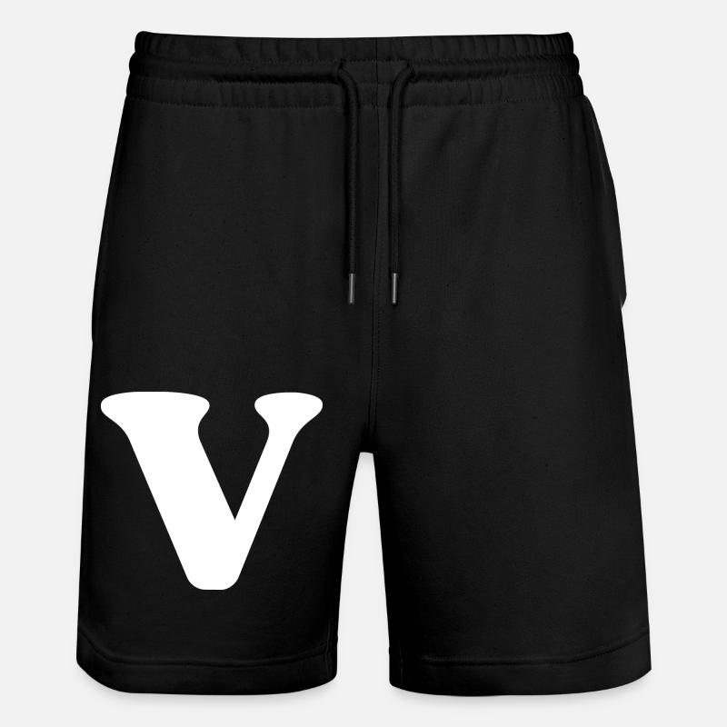 Letter v - Stanley/Stella Trainer Unisex Organic Jogging Shorts - black