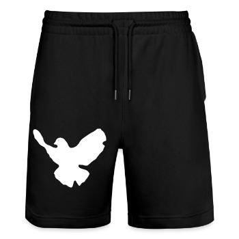 Dove of peace - Stanley/Stella Trainer Unisex Organic Jogging Shorts - black - Front - Nik (191cm) & Marisol (170cm)