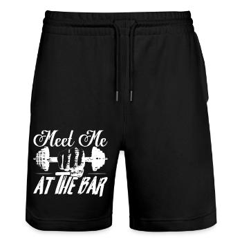 Meet Me At The Bar Weight Lifting Workout Training - Stanley/Stella Trainer Unisex Organic Jogging Shorts - black - Front - Nik (191cm) & Marisol (170cm)