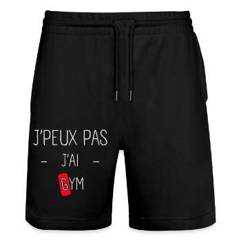 J'peux pas j'ai Gym - Short de jogging bio TRAINER Stanley/Stella unisexe - noir - Devant - Nik (191cm) & Marisol (170cm)