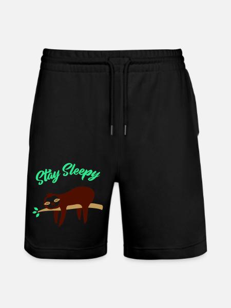 Sloth Stay Sleepy 01 - Stanley/Stella Trainer Unisex Organic Jogging Shorts - black