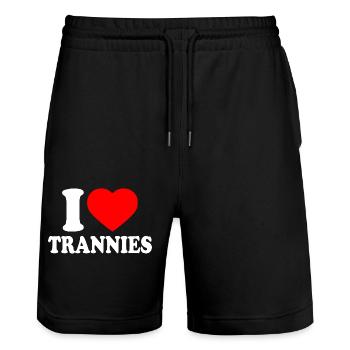 I love trannies - Short de jogging bio TRAINER Stanley/Stella unisexe - noir - Devant - Nik (191cm) & Marisol (170cm)