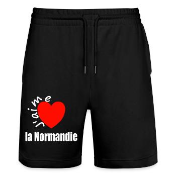 J'aime la Normandie (ich liebe die Normandie) - Stanley/Stella Unisex Bio Joggingshorts Trainer  - Schwarz - Vorne - Nik (191cm) & Marisol (170cm)