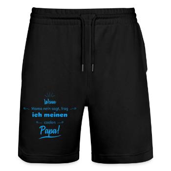 lustige sprüche cooler papa - Stanley/Stella Unisex Bio Joggingshorts Trainer  - Schwarz - Vorne - Nik (191cm) & Marisol (170cm)