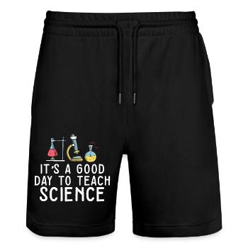 It's A Good Day Teach Science Teacher Science - Stanley/Stella Trainer Unisex Organic Jogging Shorts - black - Front - Nik (191cm) & Marisol (170cm)
