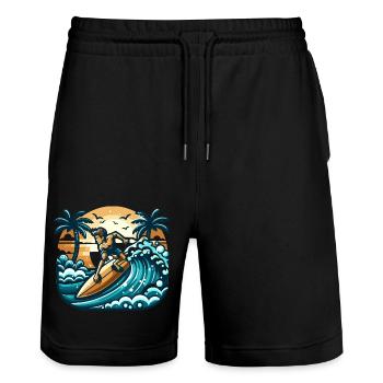 Les surfeurs en action - Short de jogging bio TRAINER Stanley/Stella unisexe - noir - Devant - Nik (191cm) & Marisol (170cm)