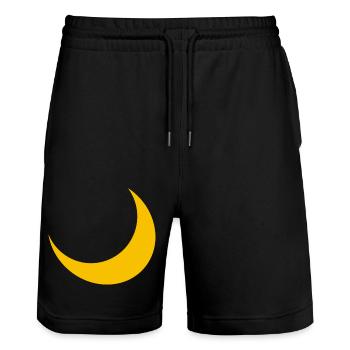 Moon Crescent Moon Night Sky - Stanley/Stella Trainer Unisex Organic Jogging Shorts - black - Front - Nik (191cm) & Marisol (170cm)