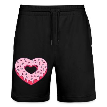 Herz Donut - Stanley/Stella Unisex Bio Joggingshorts Trainer  - Schwarz - Vorne - Nik (191cm) & Marisol (170cm)