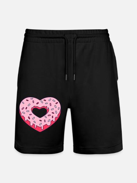 Herz Donut - Stanley/Stella Unisex Bio Joggingshorts Trainer - Schwarz