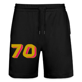 70. 70 ANS. 70e ANNIVERSAIRE. ANNIVERSAIRE 70 ANS. - Short de jogging bio TRAINER Stanley/Stella unisexe - noir - Devant - Nik (191cm) & Marisol (170cm)