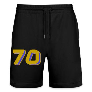 70. 70 YEARS. 70th ANNIVERSARY. 70 YEARS ANNIVERSARY. - Stanley/Stella Trainer Unisex Organic Jogging Shorts - black - Front - Nik (191cm) & Marisol (170cm)