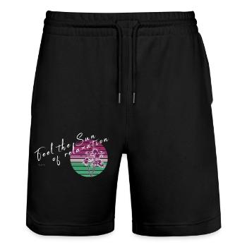 Feel the Sun - Stanley/Stella Unisex Bio Joggingshorts Trainer  - Schwarz - Vorne - Nik (191cm) & Marisol (170cm)