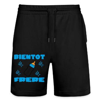 BIENTOT FRERE - Short de jogging bio TRAINER Stanley/Stella unisexe - noir - Devant - Nik (191cm) & Marisol (170cm)
