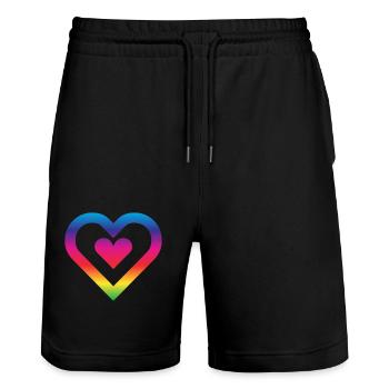 Cœur arc-en-ciel Homosexualité Amour LGBT - Short de jogging bio TRAINER Stanley/Stella unisexe - noir - Devant - Nik (191cm) & Marisol (170cm)