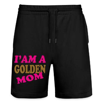 GOLDENE MAMA - Stanley/Stella Unisex Bio Joggingshorts Trainer  - Schwarz - Vorne - Nik (191cm) & Marisol (170cm)