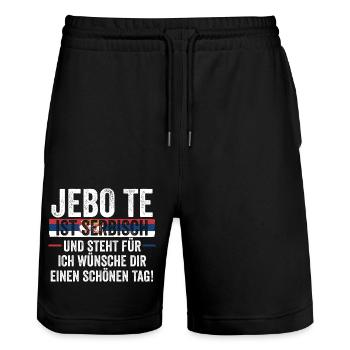 Serbe Serbe Serbie - Short de jogging bio TRAINER Stanley/Stella unisexe - noir - Devant - Nik (191cm) & Marisol (170cm)