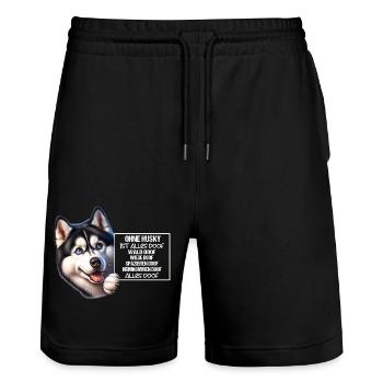 Ohne Husky ist alles doof Husky Halter Geschenk - Stanley/Stella Unisex Bio Joggingshorts Trainer  - Schwarz - Vorne - Nik (191cm) & Marisol (170cm)