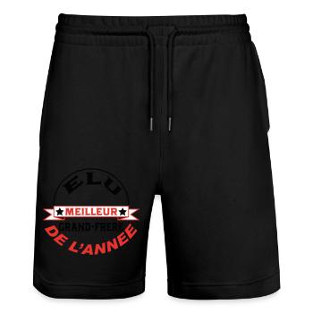 Elu meilleur GRAND FRERE de l'année - Short de jogging bio TRAINER Stanley/Stella unisexe - noir - Devant - Nik (191cm) & Marisol (170cm)