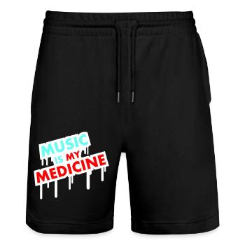 Music is my Medicine Graffiti Spruch Musik Party - Stanley/Stella Trainer Unisex Organic Jogging Shorts - black - Front - Nik (191cm) & Marisol (170cm)