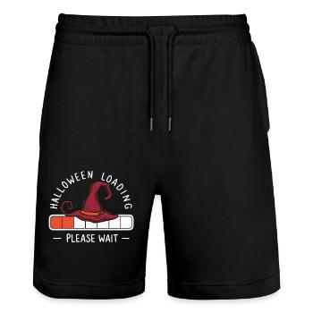 Hexenhut Spruch Halloween Loading Please Wait - Stanley/Stella Unisex Bio Joggingshorts Trainer  - Schwarz - Vorne - Nik (191cm) & Marisol (170cm)