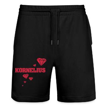 Geschenk für Kornelius - Stanley/Stella Unisex Bio Joggingshorts Trainer  - Schwarz - Vorne - Nik (191cm) & Marisol (170cm)