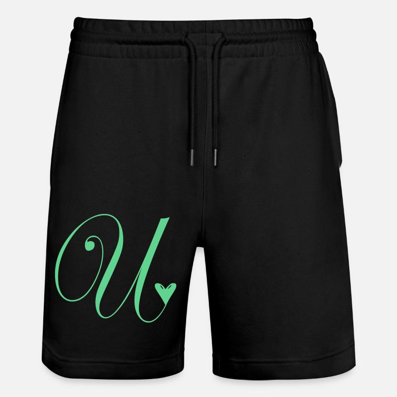 Monogramm U Herz Ranke - Stanley/Stella Unisex Bio Joggingshorts Trainer  - Schwarz