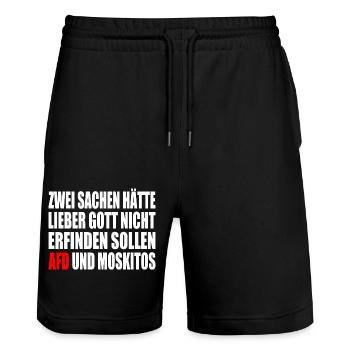 Gegen rechts - Stanley/Stella Unisex Bio Joggingshorts Trainer  - Schwarz - Vorne - Nik (191cm) & Marisol (170cm)