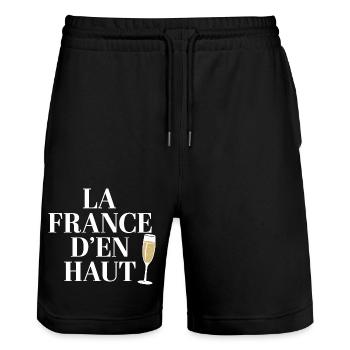 La France d'en haut - Short de jogging bio TRAINER Stanley/Stella unisexe - noir - Devant - Nik (191cm) & Marisol (170cm)