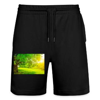1418 - Short de jogging bio TRAINER Stanley/Stella unisexe - noir - Devant - Nik (191cm) & Marisol (170cm)
