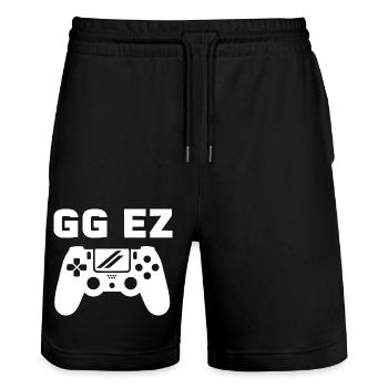 GG EZ - Stanley/Stella Trainer Unisex Organic Jogging Shorts - black - Front - Nik (191cm) & Marisol (170cm)
