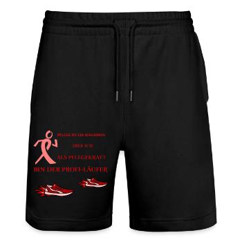 Pflege Ist Ein Marathon, Aber Ich Als Pflegekraft - Stanley/Stella Unisex Bio Joggingshorts Trainer  - Schwarz - Vorne - Nik (191cm) & Marisol (170cm)