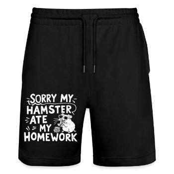 Lustiger Spruch für Hamsterfans - Stanley/Stella Unisex Bio Joggingshorts Trainer  - Schwarz - Vorne - Nik (191cm) & Marisol (170cm)
