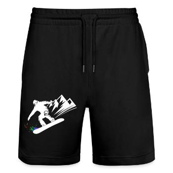 Snowboard Snowboarder Snowboarden Wintersport - Stanley/Stella Unisex Bio Joggingshorts Trainer  - Schwarz - Vorne - Nik (191cm) & Marisol (170cm)