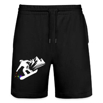 Snowboard Snowboarder Snowboarden Wintersport - Stanley/Stella Unisex Bio Joggingshorts Trainer  - Schwarz - Vorne - Nik (191cm) & Marisol (170cm)