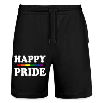 Happy pride - Short de jogging bio TRAINER Stanley/Stella unisexe - noir - Devant - Nik (191cm) & Marisol (170cm)