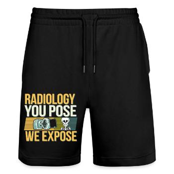 Radiology You Pose We Expose 4 - Stanley/Stella Unisex Bio Joggingshorts Trainer  - Schwarz - Vorne - Nik (191cm) & Marisol (170cm)
