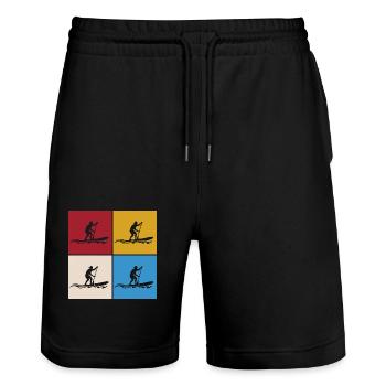 Stand Up Paddle SUP - Stanley/Stella Unisex Bio Joggingshorts Trainer  - Schwarz - Vorne - Nik (191cm) & Marisol (170cm)