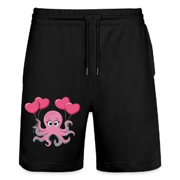 Poulpe Amoureux, Saint-Valentin t shirts - Short de jogging bio TRAINER Stanley/Stella unisexe - noir - Devant - Nik (191cm) & Marisol (170cm)