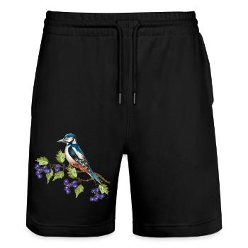 Colorful bird - Stanley/Stella Trainer Unisex Organic Jogging Shorts - black - Front - Nik (191cm) & Marisol (170cm)