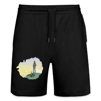 Le jeune Renard - Short de jogging bio TRAINER Stanley/Stella unisexe - noir - Devant - Nik (191cm) & Marisol (170cm)