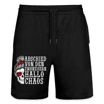 Birthday 30 years - Stanley/Stella Trainer Unisex Organic Jogging Shorts - black - Front - Nik (191cm) & Marisol (170cm)