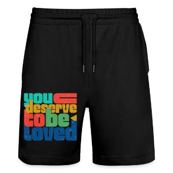 You Deserve To Be Loved - Stanley/Stella Trainer Unisex Organic Jogging Shorts - black - Front - Nik (191cm) & Marisol (170cm)