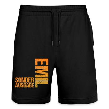 Emil - Stanley/Stella Unisex Bio Joggingshorts Trainer  - Schwarz - Vorne - Nik (191cm) & Marisol (170cm)