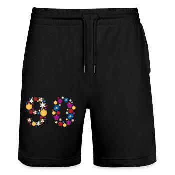 Flowers 90 - Stanley/Stella Unisex Bio Joggingshorts Trainer  - Schwarz - Vorne - Nik (191cm) & Marisol (170cm)