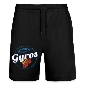 Gyros Restaurant Vintage Griechenland Souvenir - Stanley/Stella Unisex Bio Joggingshorts Trainer  - Schwarz - Vorne - Nik (191cm) & Marisol (170cm)