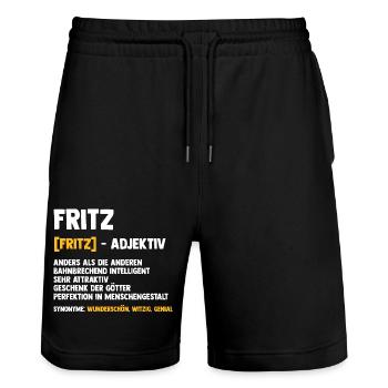 Fritz - Stanley/Stella Unisex Bio Joggingshorts Trainer  - Schwarz - Vorne - Nik (191cm) & Marisol (170cm)