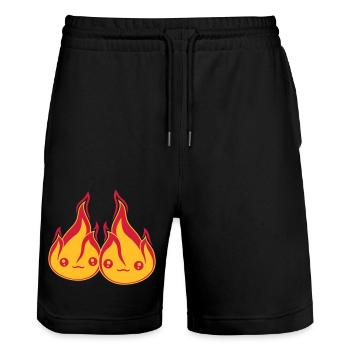 team 2 freunde paar liebe paerchen verliebt gesich - Stanley/Stella Unisex Bio Joggingshorts Trainer  - Schwarz - Vorne - Nik (191cm) & Marisol (170cm)