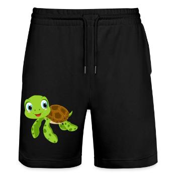 Bébé eau tortue - Short de jogging bio TRAINER Stanley/Stella unisexe - noir - Devant - Nik (191cm) & Marisol (170cm)