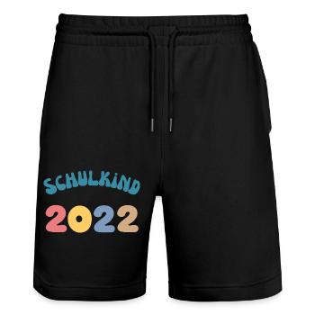 Schulkind 2022 Erste Klasse Geschenke und Shirts - Stanley/Stella Unisex Bio Joggingshorts Trainer  - Schwarz - Vorne - Nik (191cm) & Marisol (170cm)