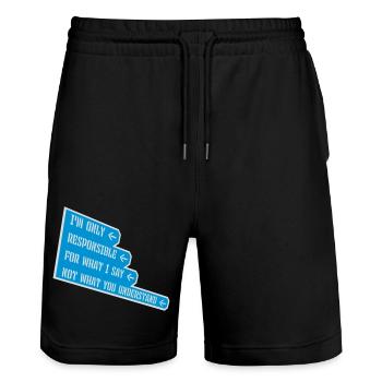 ce que je dis citation - Short de jogging bio TRAINER Stanley/Stella unisexe - noir - Devant - Nik (191cm) & Marisol (170cm)